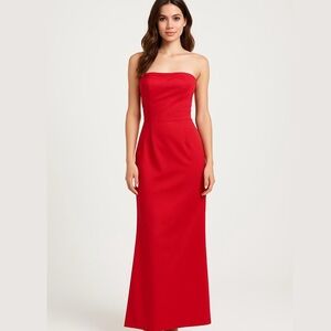 Jessica McClintock Red Strapless Rhinestone Accented Maxi Gown